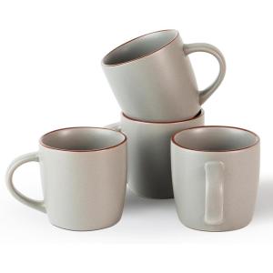 image:imagefamiware Coffee Mugs Set of 6 Meteor 13 oz Ceramic Mug Cup Set with Handle for Coffee Tea Cappuccino Latte Milk Creamy WhiteMercuryDark Grey