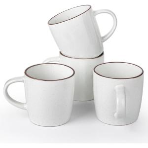 image:imagefamiware Coffee Mugs Set of 6 Meteor 13 oz Ceramic Mug Cup Set with Handle for Coffee Tea Cappuccino Latte Milk Creamy WhiteMercuryWhite