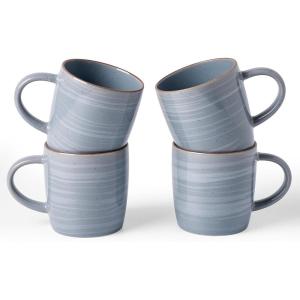 image:imagefamiware Coffee Mugs Set of 6 Meteor 13 oz Ceramic Mug Cup Set with Handle for Coffee Tea Cappuccino Latte Milk Creamy WhiteMeteorBlue Gray