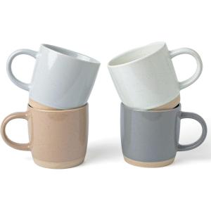 image:imagefamiware Coffee Mugs Set of 6 Meteor 13 oz Ceramic Mug Cup Set with Handle for Coffee Tea Cappuccino Latte Milk Creamy WhiteMilkywayMulticolor