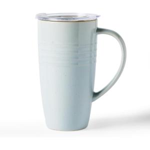 image:imagefamiware Jupiter Large Coffee Mug 20oz Coffee Mug with Lid Ceramic Mugs Set of 2 Cup Set with Handle for Latte Tea Cocoa Milk Microwave and Dishwasher Safe Light Blue and Light GreenJupiterLight Blue