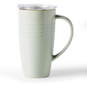 image:imagefamiware Jupiter Large Coffee Mug 20oz Coffee Mug with Lid Ceramic Mugs Set of 2 Cup Set with Handle for Latte Tea Cocoa Milk Microwave and Dishwasher Safe Light Blue and Light GreenJupiterLight Green