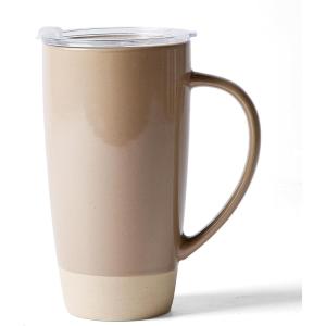 image:imagefamiware Jupiter Large Coffee Mug 20oz Coffee Mug with Lid Ceramic Mugs Set of 2 Cup Set with Handle for Latte Tea Cocoa Milk Microwave and Dishwasher Safe Light Blue and Light GreenMilkywayCinnamon Brown