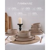 image:imageFamiware Annecy Plates and Bowls Sets 12 Pieces Dinnerware Sets Microwave and Dishwasher Safe Dishes Set for 4 Chip and Scratch Resistant GreyBlueCinnamon Brown