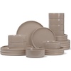 image:imageFamiware Annecy Plates and Bowls Sets 12 Pieces Dinnerware Sets Microwave and Dishwasher Safe Dishes Set for 4 Chip and Scratch Resistant GreyBlueCinnamon Brown