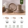 image:imageFamiware Annecy Plates and Bowls Sets 12 Pieces Dinnerware Sets Microwave and Dishwasher Safe Dishes Set for 4 Chip and Scratch Resistant GreyBlueCinnamon Brown