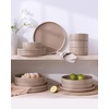 image:imageFamiware Annecy Plates and Bowls Sets 12 Pieces Dinnerware Sets Microwave and Dishwasher Safe Dishes Set for 4 Chip and Scratch Resistant GreyBlueCinnamon Brown