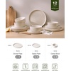 image:imageFamiware Annecy Plates and Bowls Sets 12 Pieces Dinnerware Sets Microwave and Dishwasher Safe Dishes Set for 4 Chip and Scratch Resistant GreyBlueCreamy White with Colorful Speckles