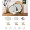 image:imageFamiware Annecy Plates and Bowls Sets 12 Pieces Dinnerware Sets Microwave and Dishwasher Safe Dishes Set for 4 Chip and Scratch Resistant GreyBlueGrayWhite