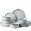 image:imageFamiware Annecy Plates and Bowls Sets 12 Pieces Dinnerware Sets Microwave and Dishwasher Safe Dishes Set for 4 Chip and Scratch Resistant GreyBlueGreyBlue
