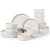 image:imageFamiware Annecy Plates and Bowls Sets 12 Pieces Dinnerware Sets Microwave and Dishwasher Safe Dishes Set for 4 Chip and Scratch Resistant GreyBlueMatte Beige White