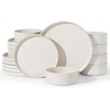 image:imageFamiware Annecy Plates and Bowls Sets 12 Pieces Dinnerware Sets Microwave and Dishwasher Safe Dishes Set for 4 Chip and Scratch Resistant GreyBlueMatte Beige White