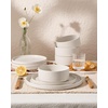 image:imageFamiware Annecy Plates and Bowls Sets 12 Pieces Dinnerware Sets Microwave and Dishwasher Safe Dishes Set for 4 Chip and Scratch Resistant GreyBlueMatte Beige White