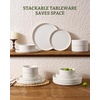 image:imageFamiware Annecy Plates and Bowls Sets 12 Pieces Dinnerware Sets Microwave and Dishwasher Safe Dishes Set for 4 Chip and Scratch Resistant GreyBlueMatte Beige White