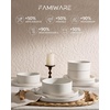 image:imageFamiware Annecy Plates and Bowls Sets 12 Pieces Dinnerware Sets Microwave and Dishwasher Safe Dishes Set for 4 Chip and Scratch Resistant GreyBlueMatte Beige White