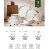 image:imageFamiware Annecy Plates and Bowls Sets 12 Pieces Dinnerware Sets Microwave and Dishwasher Safe Dishes Set for 4 Chip and Scratch Resistant GreyBlueMatte Beige White