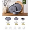 image:imageFamiware Annecy Plates and Bowls Sets 12 Pieces Dinnerware Sets Microwave and Dishwasher Safe Dishes Set for 4 Chip and Scratch Resistant GreyBlueMistyBlue
