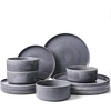 image:imageFamiware Annecy Plates and Bowls Sets 12 Pieces Dinnerware Sets Microwave and Dishwasher Safe Dishes Set for 4 Chip and Scratch Resistant GreyBlueMistyBlue