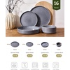 image:imageFamiware Annecy Plates and Bowls Sets 12 Pieces Dinnerware Sets Microwave and Dishwasher Safe Dishes Set for 4 Chip and Scratch Resistant GreyBlueMistyBlue