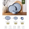 image:imageFamiware Annecy Plates and Bowls Sets 12 Pieces Dinnerware Sets Microwave and Dishwasher Safe Dishes Set for 4 Chip and Scratch Resistant GreyBlueReactive Blue