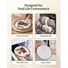 image:imageFamiware Annecy Plates and Bowls Sets 12 Pieces Dinnerware Sets Microwave and Dishwasher Safe Dishes Set for 4 Chip and Scratch Resistant GreyBlueWhite with Black Rim