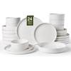 image:imageFamiware Annecy Plates and Bowls Sets 12 Pieces Dinnerware Sets Microwave and Dishwasher Safe Dishes Set for 4 Chip and Scratch Resistant GreyBlueWhite