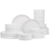 image:imageFamiware Annecy Plates and Bowls Sets 12 Pieces Dinnerware Sets Microwave and Dishwasher Safe Dishes Set for 4 Chip and Scratch Resistant GreyBlueWhite