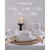 image:imageFamiware Annecy Plates and Bowls Sets 12 Pieces Dinnerware Sets Microwave and Dishwasher Safe Dishes Set for 4 Chip and Scratch Resistant GreyBlueWhite