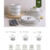 image:imageFamiware Annecy Plates and Bowls Sets 12 Pieces Dinnerware Sets Microwave and Dishwasher Safe Dishes Set for 4 Chip and Scratch Resistant GreyBlueWhite with Black Rim