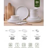 image:imageFamiware Annecy Plates and Bowls Sets 12 Pieces Dinnerware Sets Microwave and Dishwasher Safe Dishes Set for 4 Chip and Scratch Resistant GreyBlueWhite