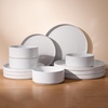 image:imageFamiware Annecy Plates and Bowls Sets 12 Pieces Dinnerware Sets Microwave and Dishwasher Safe Dishes Set for 4 Chip and Scratch Resistant GreyBlueWhite