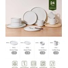 image:imageFamiware Annecy Plates and Bowls Sets 12 Pieces Dinnerware Sets Microwave and Dishwasher Safe Dishes Set for 4 Chip and Scratch Resistant GreyBlueWhite