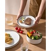 image:imageFamiware Annecy Plates and Bowls Sets 12 Pieces Dinnerware Sets Microwave and Dishwasher Safe Dishes Set for 4 Chip and Scratch Resistant GreyBlueWhite with Black Rim