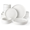 image:imageFamiware Annecy Plates and Bowls Sets 12 Pieces Dinnerware Sets Microwave and Dishwasher Safe Dishes Set for 4 Chip and Scratch Resistant GreyBlueWhite