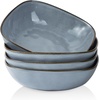 image:imagefamiware Large Pasta Bowls Set of 4 Ocean Round 85 Pasta Serving Bowl Large Dinner Bowls Kitchen Bowl Set Microwave and Dishwasher Safe Scratch Resistant Cappuccino WhiteBlue