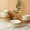 image:imagefamiware Large Pasta Bowls Set of 4 Ocean Round 85 Pasta Serving Bowl Large Dinner Bowls Kitchen Bowl Set Microwave and Dishwasher Safe Scratch Resistant Cappuccino WhiteVanilla White