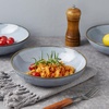 image:imagefamiware Large Pasta Bowls Set of 4 Ocean Round 85 Pasta Serving Bowl Large Dinner Bowls Kitchen Bowl Set Microwave and Dishwasher Safe Scratch Resistant Cappuccino WhiteBlue