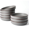 image:imagefamiware Mercury Pasta Bowls Set of 6 33 oz Large Salad Bowls Ceramic Pasta Plates Bowls Serving Bowls for Kitchen Microwave amp Dishwasher Safe CharcoalDark Gray