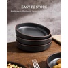 image:imagefamiware Mercury Pasta Bowls Set of 6 33 oz Large Salad Bowls Ceramic Pasta Plates Bowls Serving Bowls for Kitchen Microwave amp Dishwasher Safe CharcoalBlack