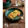 image:imagefamiware Mercury Pasta Bowls Set of 6 33 oz Large Salad Bowls Ceramic Pasta Plates Bowls Serving Bowls for Kitchen Microwave amp Dishwasher Safe CharcoalDark Green