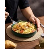 image:imagefamiware Mercury Pasta Bowls Set of 6 33 oz Large Salad Bowls Ceramic Pasta Plates Bowls Serving Bowls for Kitchen Microwave amp Dishwasher Safe CharcoalDark Green