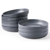image:imagefamiware Milkyway 33 oz Bowl Set Pasta Bowls Set of 6 Salad Bowls Double Reactive Glaze Sturdy amp Stackable Ideal for Housewarming Festivals Matcha Green with SpecklesMatte Dark Charcoal