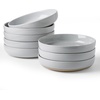 image:imagefamiware Milkyway 33 oz Bowl Set Pasta Bowls Set of 6 Salad Bowls Double Reactive Glaze Sturdy amp Stackable Ideal for Housewarming Festivals Matcha Green with SpecklesLight Gray