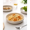 image:imagefamiware Milkyway 33 oz Bowl Set Pasta Bowls Set of 6 Salad Bowls Double Reactive Glaze Sturdy amp Stackable Ideal for Housewarming Festivals Matcha Green with SpecklesMatte White