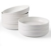 image:imagefamiware Milkyway 33 oz Bowl Set Pasta Bowls Set of 6 Salad Bowls Double Reactive Glaze Sturdy amp Stackable Ideal for Housewarming Festivals Matcha Green with SpecklesWhite Thread