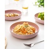 image:imagefamiware Milkyway 33 oz Bowl Set Pasta Bowls Set of 6 Salad Bowls Double Reactive Glaze Sturdy amp Stackable Ideal for Housewarming Festivals Matcha Green with SpecklesLight Pink