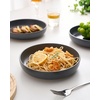 image:imagefamiware Milkyway 33 oz Bowl Set Pasta Bowls Set of 6 Salad Bowls Double Reactive Glaze Sturdy amp Stackable Ideal for Housewarming Festivals Matcha Green with SpecklesMatte Dark Charcoal