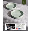 image:imagefamiware Star 75 Pasta Bowls Set Salad Bowl Set of 8 Double Reactive Glaze Stackable Ideal for Your Friend for Housewarming Festivals Cappuccino WhiteLight Green