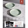 image:imagefamiware Star 75 Pasta Bowls Set Salad Bowl Set of 8 Double Reactive Glaze Stackable Ideal for Your Friend for Housewarming Festivals Cappuccino WhiteLight Green