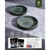 image:imagefamiware Star 75 Pasta Bowls Set Salad Bowl Set of 8 Double Reactive Glaze Stackable Ideal for Your Friend for Housewarming Festivals Cappuccino WhiteDeep Forest